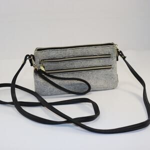 Stella & Max Textured Crossbody Wristlet Wallet with Card Slots Black/White